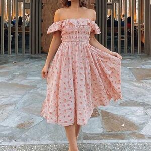 Floral Off-Shoulder Pink Dress